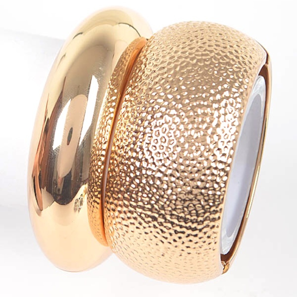 2PC Gold Textured Stacking Bracelet
